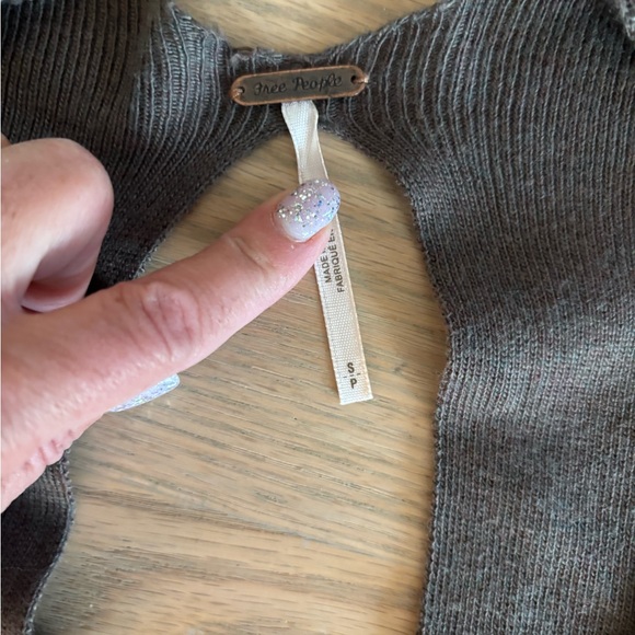 Free People Ruffled Sleeves Knit Brown V-Neck Dress Small - Picture 7 of 9